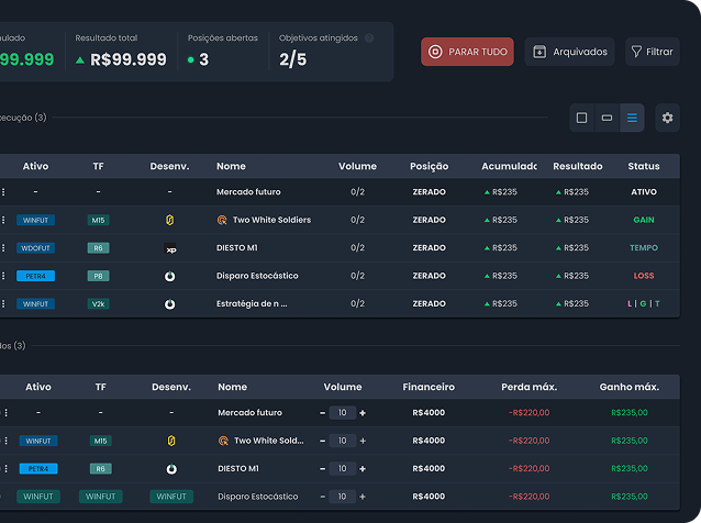 Tela que mostra a integração da OnTick com o Hub XP
